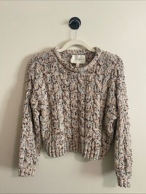 Jessica Simpson Multicolor Speckled Cable Crewneck Sweater